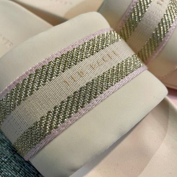 TED BAKER SLIDE SANDAL NATURAL PINK GOLD SZ 6 AESTHETIC VERSATILE SUMMER CHIC - Picture 10 of 13